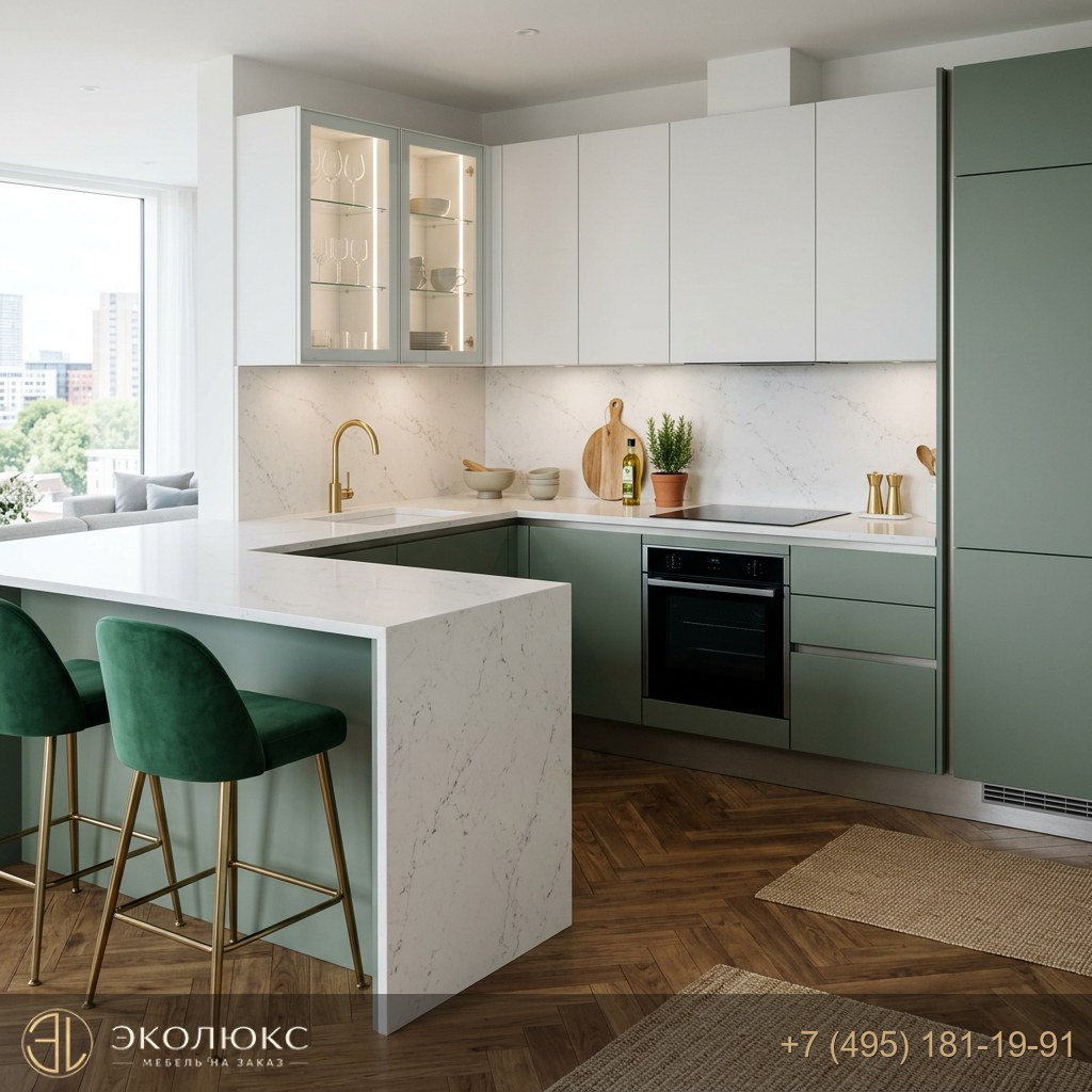 Современная угловая кухня Орнелла с матовыми фасадами